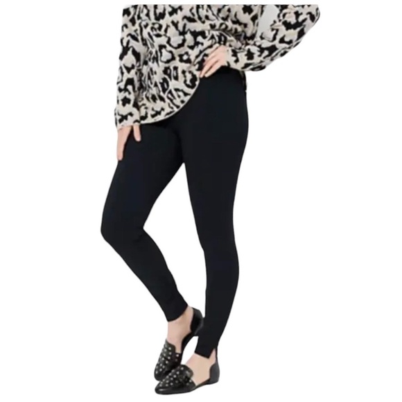 SPANX - Ankle Length Ponte Hem Slit Leggings   Tights Pants Black Sz L - Picture 1 of 8